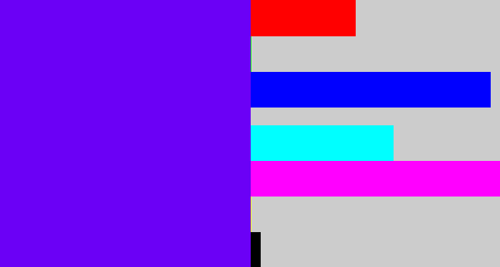 Hex color #6b00f6 - blue/purple