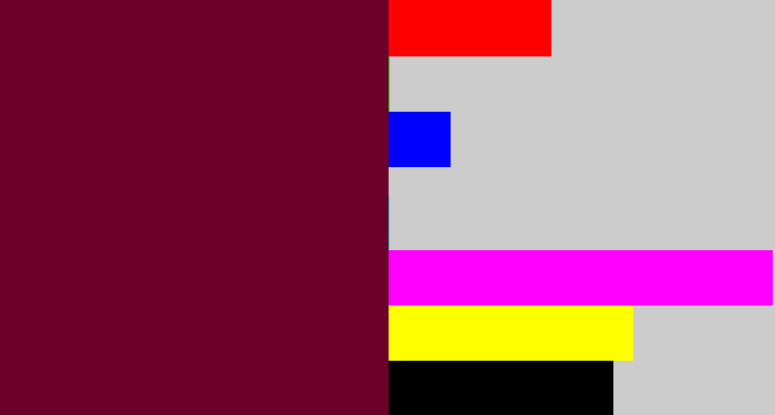 Hex color #6b0128 - maroon