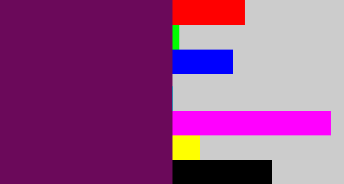 Hex color #6b095a - rich purple