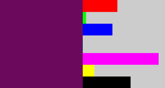 Hex color #6b095c - rich purple
