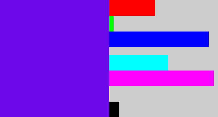 Hex color #6b09e9 - blue violet