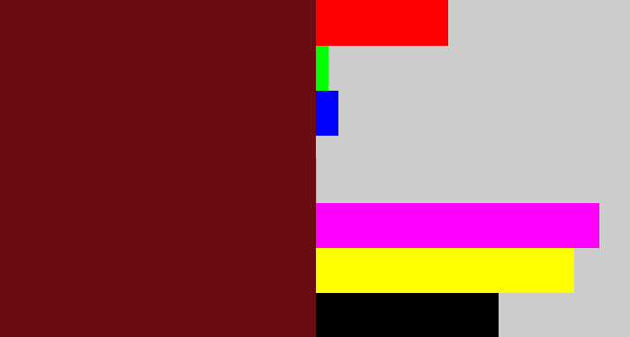Hex color #6b0b13 - claret