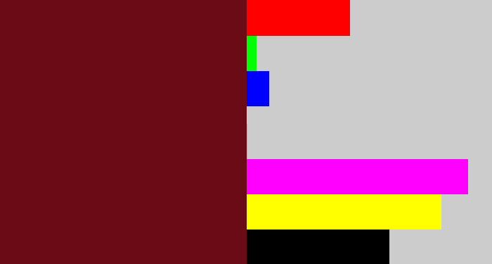 Hex color #6b0b16 - claret