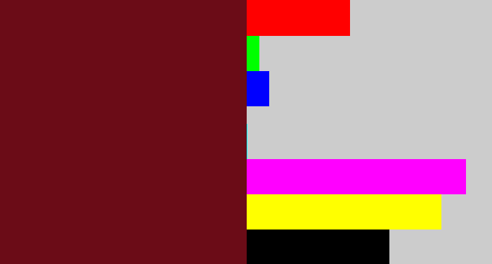 Hex color #6b0c17 - claret