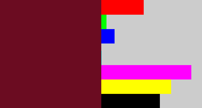 Hex color #6b0c21 - maroon