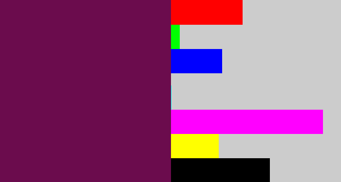 Hex color #6b0c4d - velvet