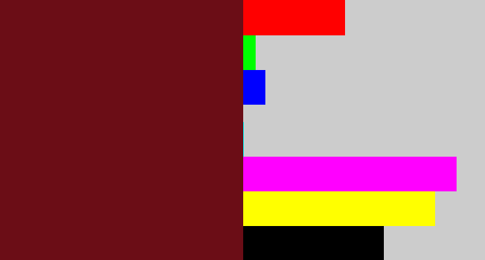 Hex color #6b0d16 - claret