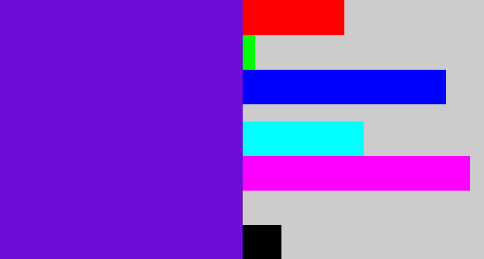 Hex color #6b0dd5 - purple/blue