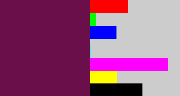 Hex color #6b0f4b - velvet