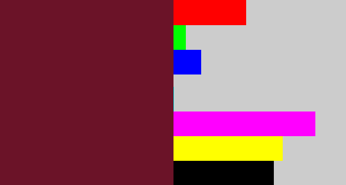 Hex color #6b1328 - maroon
