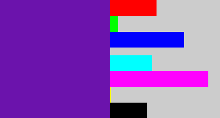 Hex color #6b13ac - purple