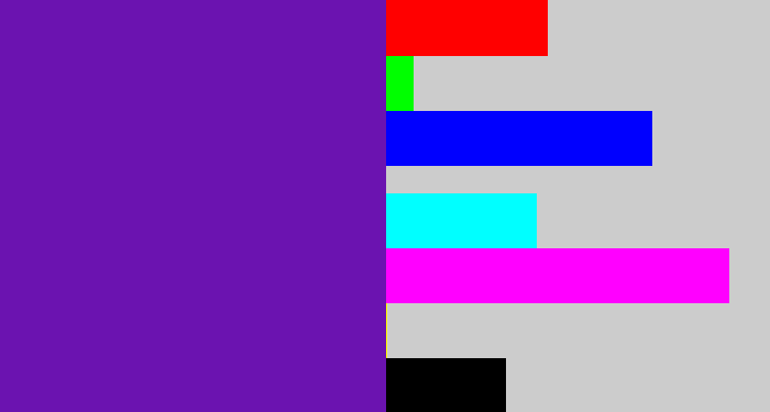 Hex color #6b13b0 - purple