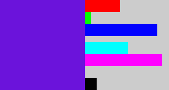 Hex color #6b13db - purply blue