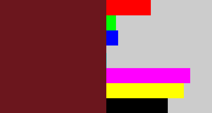 Hex color #6b161d - claret