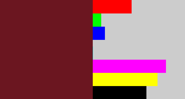 Hex color #6b1620 - maroon