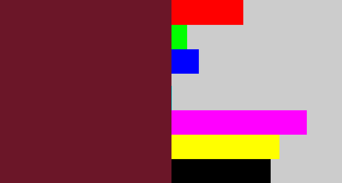 Hex color #6b1628 - maroon
