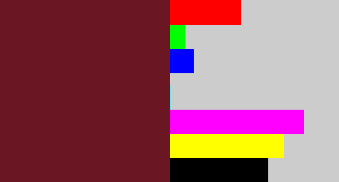 Hex color #6b1723 - maroon