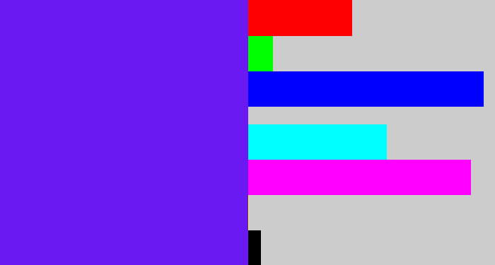 Hex color #6b19f3 - purply blue