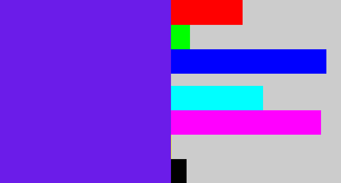 Hex color #6b1ce9 - purply blue