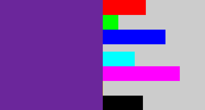 Hex color #6b269b - purple