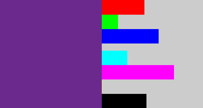 Hex color #6b298e - purple