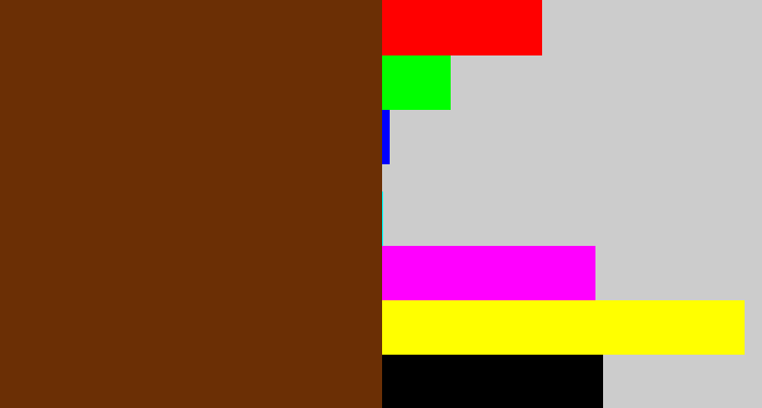 Hex color #6b2f05 - brown