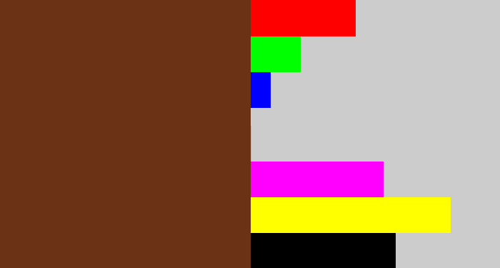 Hex color #6b3215 - brown