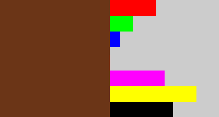 Hex color #6b3517 - mud brown