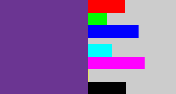 Hex color #6b3592 - purple