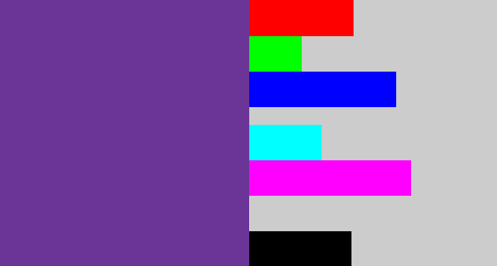 Hex color #6b3597 - purple