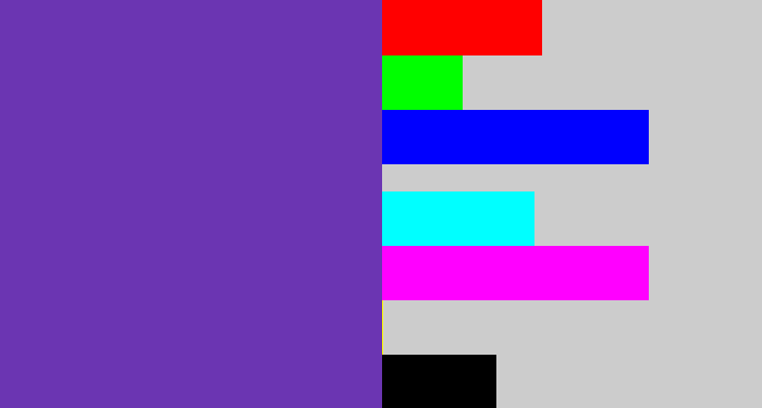 Hex color #6b35b2 - bluey purple