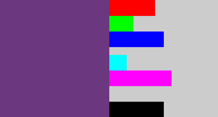 Hex color #6b377f - bruise