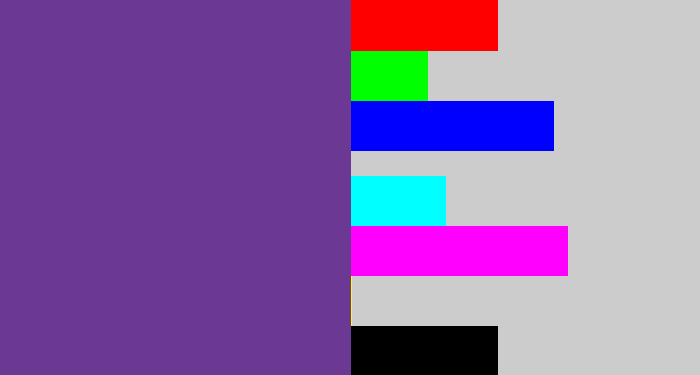 Hex color #6b3893 - purple