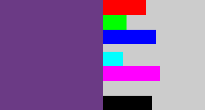 Hex color #6b3a85 - bruise