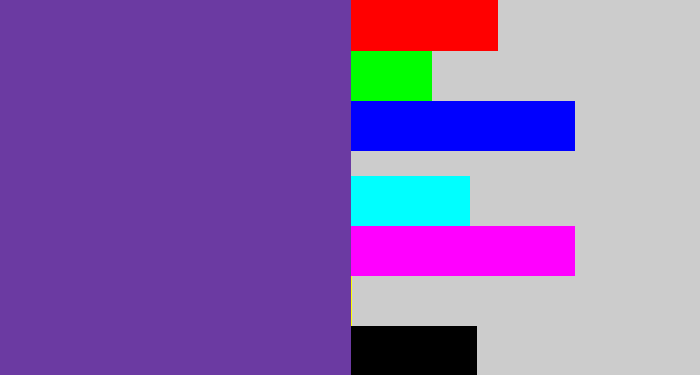 Hex color #6b3aa2 - purple
