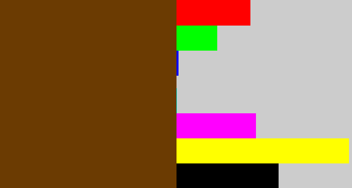 Hex color #6b3b02 - brown