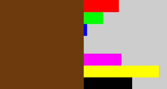 Hex color #6b3b0b - brown