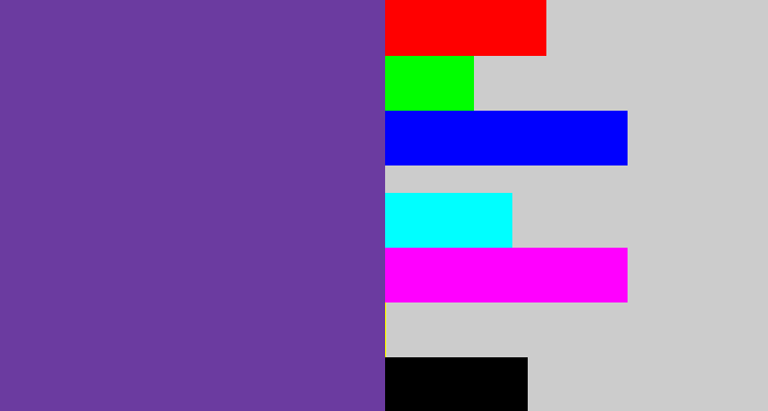 Hex color #6b3ba0 - purple
