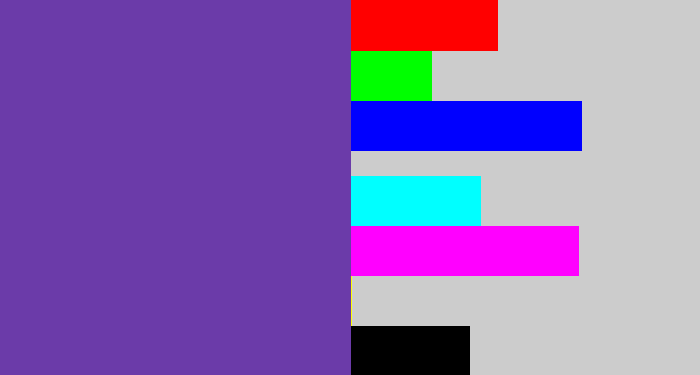 Hex color #6b3ba9 - bluey purple