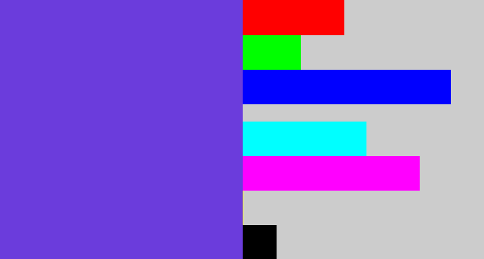 Hex color #6b3cdc - bluish purple