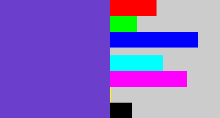 Hex color #6b3ecc - bluey purple