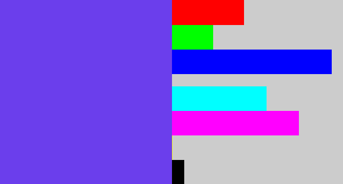 Hex color #6b3eec - bluish purple
