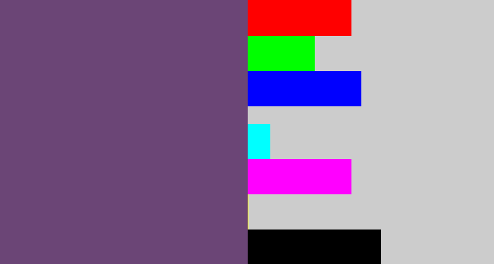 Hex color #6b4576 - dirty purple