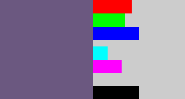 Hex color #6b5880 - purplish grey