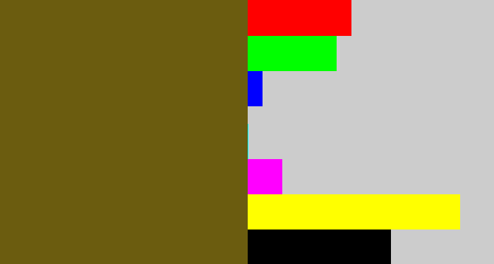Hex color #6b5c0f - greenish brown
