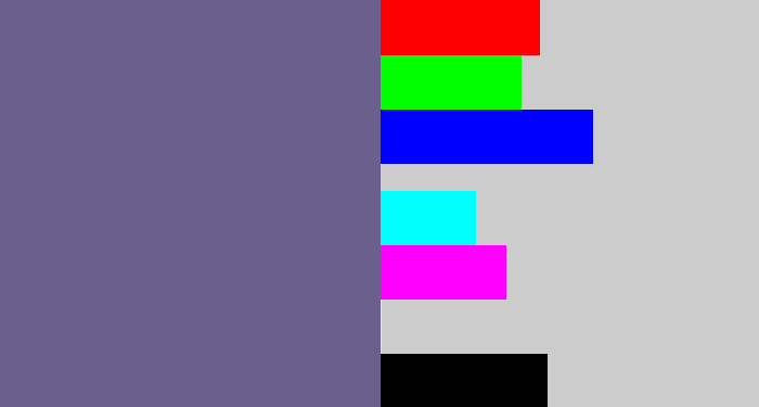 Hex color #6b5f8e - muted purple
