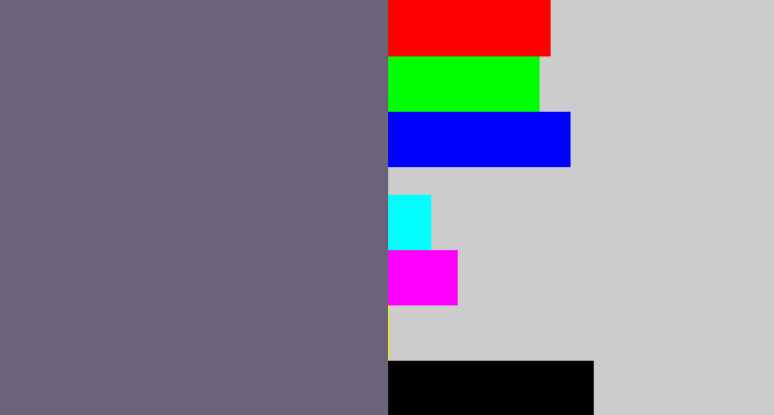 Hex color #6b6378 - purplish grey