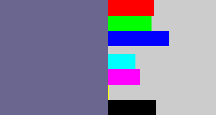 Hex color #6b668f - purplish grey