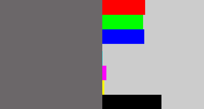 Hex color #6b6769 - slate grey