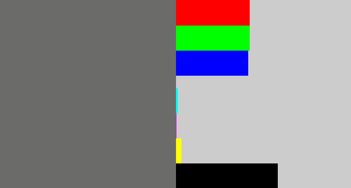 Hex color #6b6c69 - slate grey